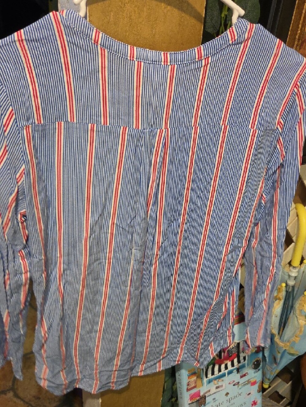 H&M Blue and Red Striped Button-Front Blouse - Picture 6 of 6